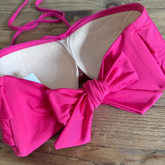 NWT Kenneth Cole Swimsuit Top Pink Ruffle Tie Neck Size Med - Picture 3 of 11